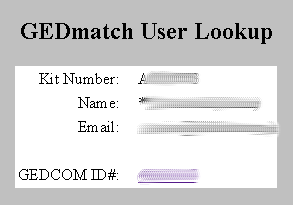 GEDmatch User Lookup Results