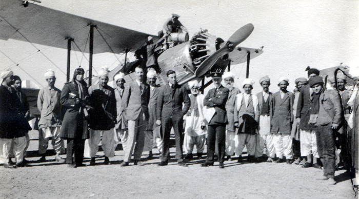 Sqn Ldr C.N. Ellen and some of the Ground Crew of No 5 (AC) Squadron, presumably taken before the earthquake