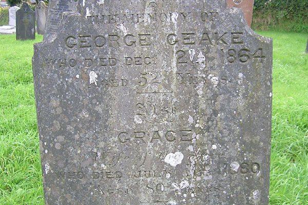 Image George Geake and Grace, nee Walters, are buried at Peter Tavy