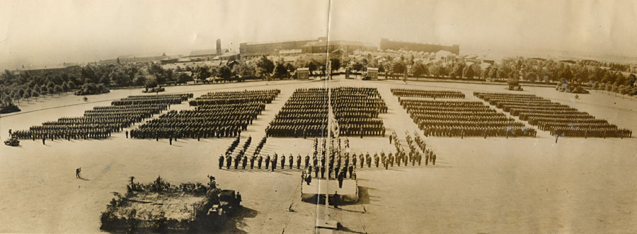 September 1942: Personnel on parade at No. 1 Signals School, Cranwell